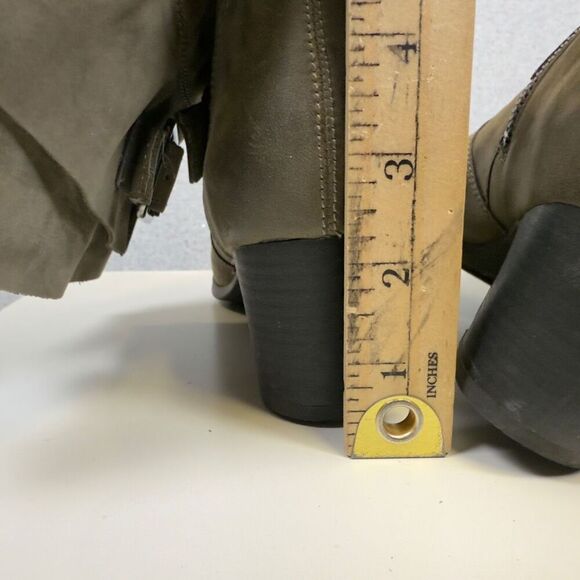 Cobb Hill Women's Size 6.5 Olive Green Leather Mid Calf Buckled Booties Boots - Picture 9 of 9